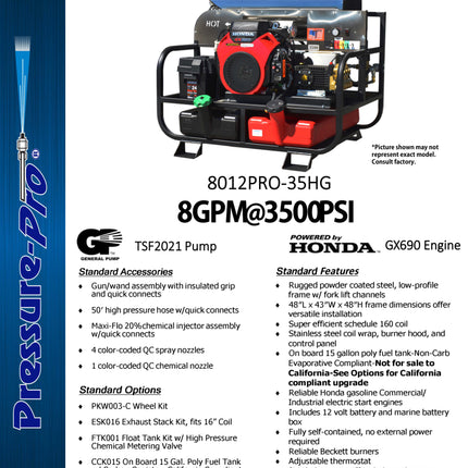 Pressure Pro 8 GPM 3500 PSI Hot Water Pressure Washer Skid