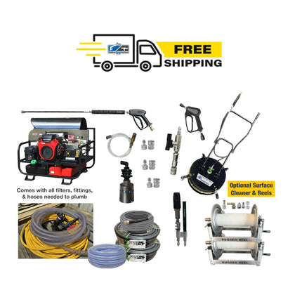 DIY Pressure Washing Rig Builder Kit - GX 690 Honda Electric Start 8 GPM- 3500 PSI High Output Hot Water Super-Skid